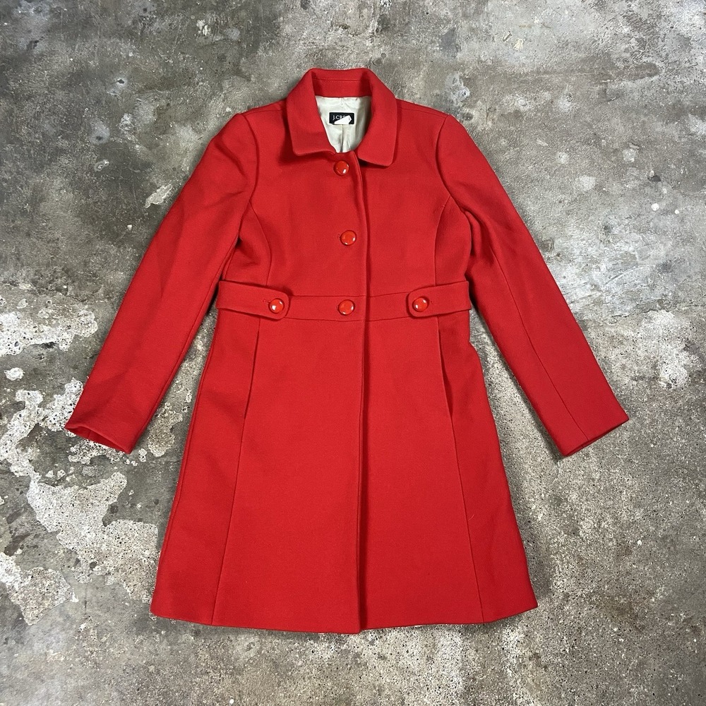 J Crew Single Breasted Lady Coat Women's Size 6 Wool Nylon Button Front Outdoor